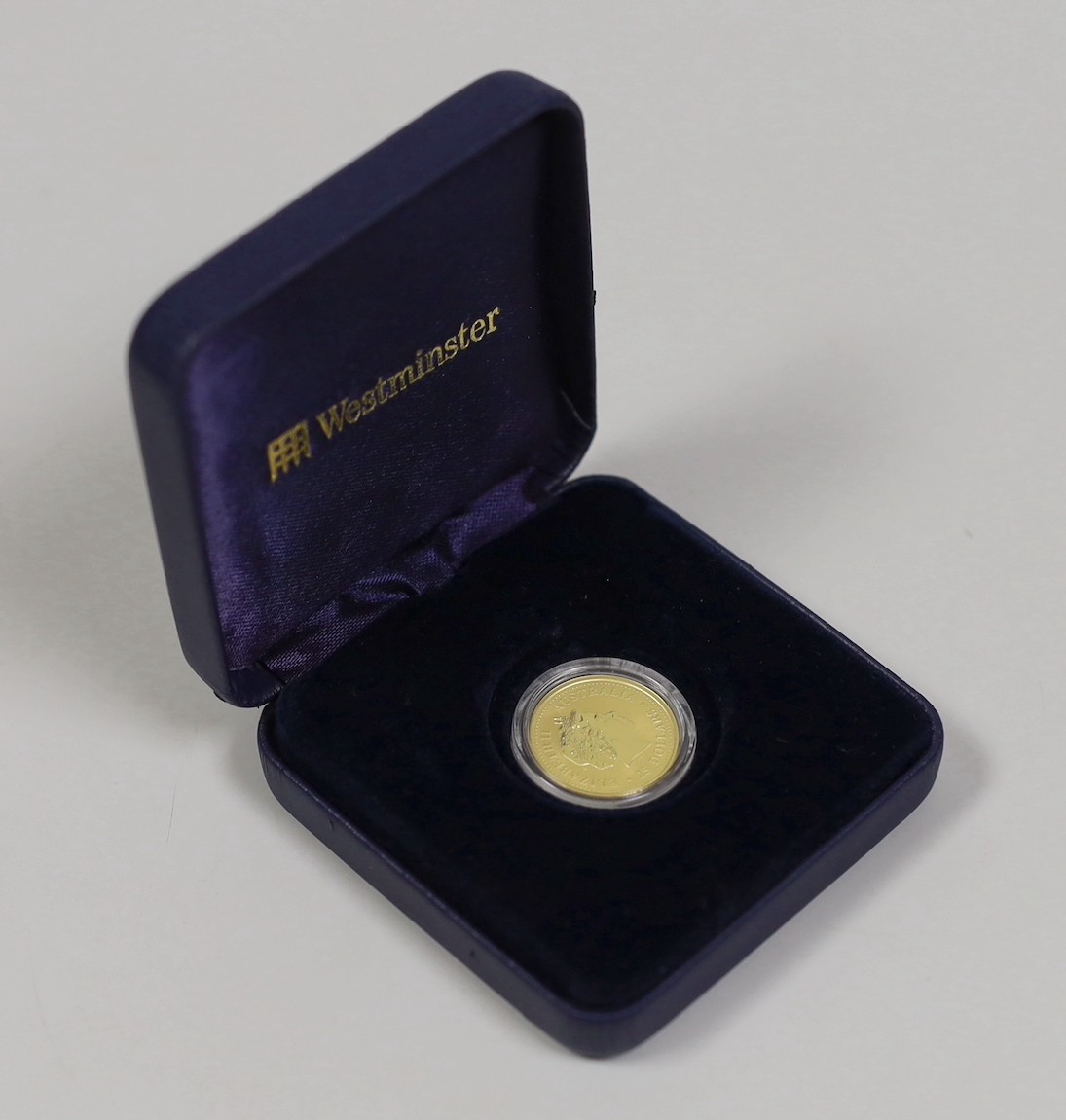 A cased Westminster Mint 2002 Australian 1/4 oz gold kangaroo nugget $25